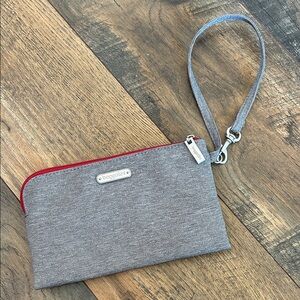 Baggallini Gray Wristlet with Red Accents